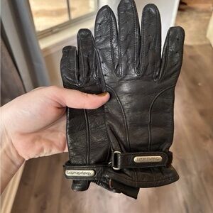 Harley Davidson Black Leather Biker Gloves Womens Small